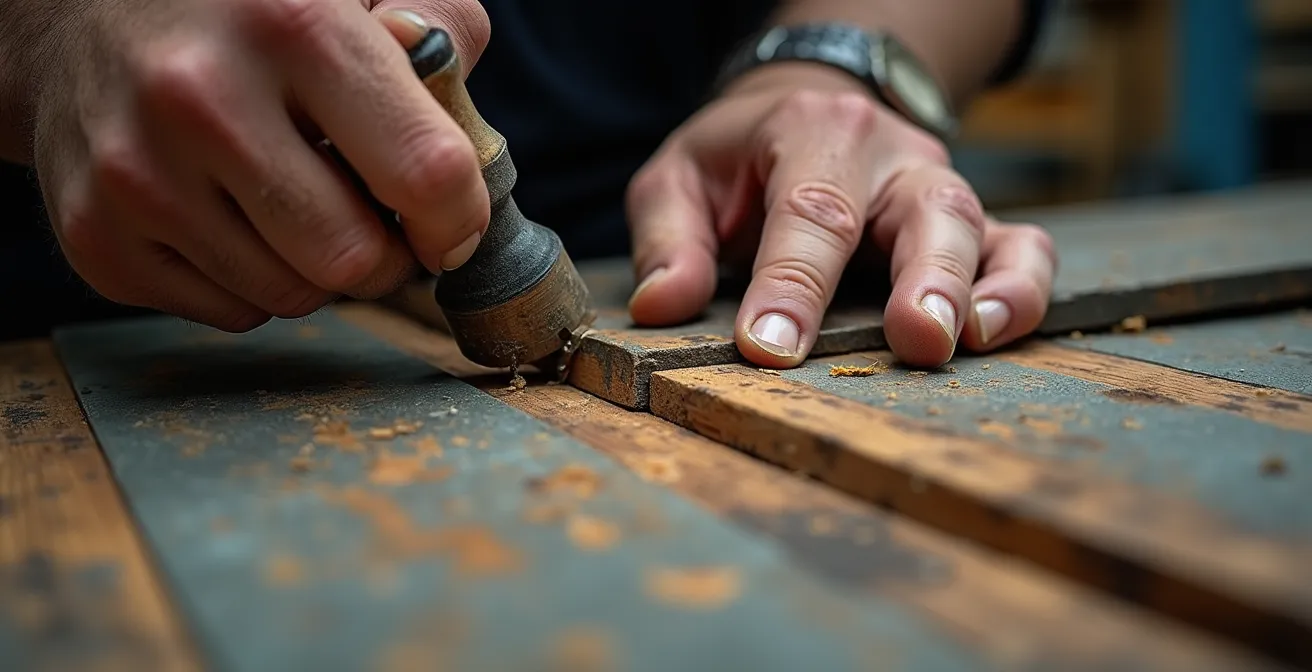 Artisan québécois transformant des matériaux de construction récupérés en nouveaux produits